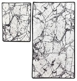 2x Fürdőszobai szőnyeg MARBLE 60x100 cm fehér/fekete készlet
