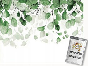 Fotótapéta Levelek Zöld Fehér Hálószoba Nappali Tapéta Flizelina 250x175