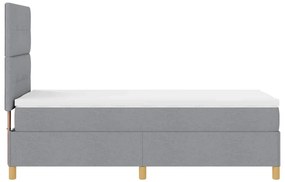 Boxrugós ágy fejtámlával Világosszürke 100 x 200 cm szövet