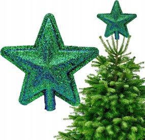 Holografikus Zöld Csillag Karácsonyfadísz Karácsonyfa 18 cm