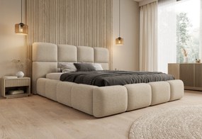 Cloud kárpitozott ágy ágyneműtartóval 160x200 cm - világos bézs Quelle 02 bouclé
