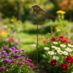 Kék cinegés lézervágott leszúrható kerti dekoráció, 37 cm