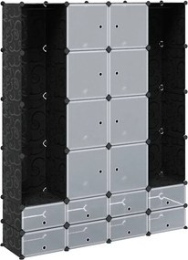 vidaXL fekete/fehér szekrény 18 tárolórekesszel 37 x 146 x 180,5 cm