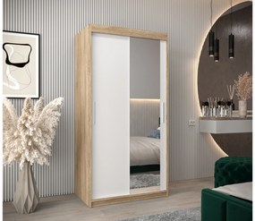 Ruhásszekrény 100 cm Toki 2 (szonoma tölgy + matt fehér). 1064968