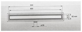 Euro Standard zuhanyfolyóka - MATT FEKETE - Ø 50 mm kifolyással - 60 cm