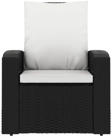 fekete polyrattan dönthető kerti szék párnával