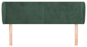 sötétzöld bársony fejtámla szárnyakkal 147x23x78/88 cm