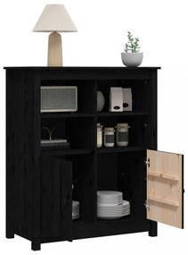 fekete tömör fenyőfa tálalószekrény 83 x 41,5 x 100 cm