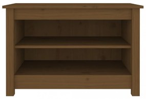 mézbarna tömör fenyőfa cipőtároló pad 70x38x45,5 cm