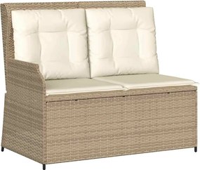 vidaXL bézs polyrattan dönthető kerti pad párnával