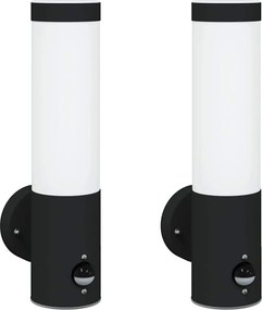 vidaXL Kültéri Fali Lámpa 2 pcs Fekete 12 x 8,5 x 29 cm