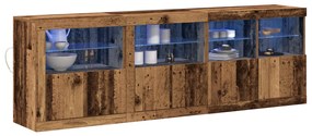 büfé LED világítással régies fa 202x37x67 cm Mérnöki fa.