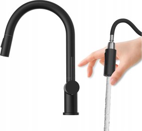 Konyhai csaptelep króm magas, kihúzható kifolyócsővel Naya Fekete