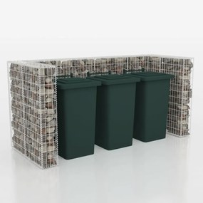 acél gabion 3 db gurulós kukához 250 x 100 x 120 cm
