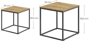 Szett 2 db QUADRO dohányzóasztal, artisan tölgy dekorációval