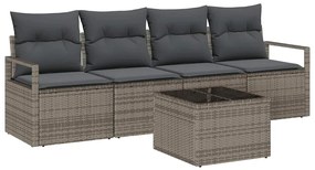 vidaXL Kanapé Szett párnával tárolóval 5 pcs Szürke polirattan