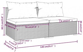 vidaXL 2 részes barna polyrattan kerti ülőgarnitúra párnákkal