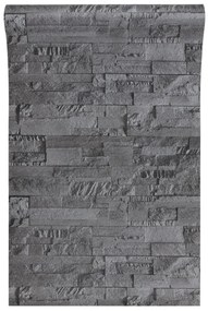 fekete kőhatású nem szőtt 3D tapéta 10 x 0,53 m