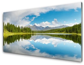 Akril üveg kép Forest Lake hegyek táj 100x50 cm