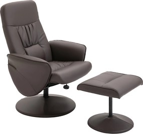 HOMCOM Kényelmes Karosszék Puffal, PU Kárpitozású, 145°-ig Dőlésszög, 360°-ban Forgatható, Állítható Hátmasszázs a Nappaliba, Hálószobába, Irodába, 76