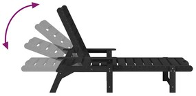 Fekete Napozóágy 53x162x98.5 cm HDPE
