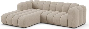Bézs zsenília sarokkanapé (bal oldali-heverő résszel) Lupine – Micadoni