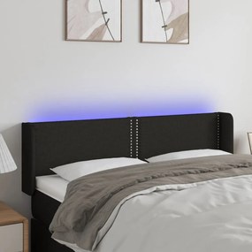 fekete szövet LED-es fejtámla 147 x 16 x 78/88 cm