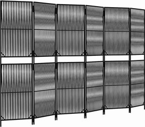 vidaXL fekete 6-paneles polyrattan térelválasztó
