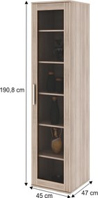 Polcos vitrin, DTD laminált, sonoma tölgyfa, DUNAJ 4