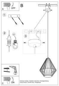 Csillár zsinóron DEMI 1xE27/60W/230V fehér