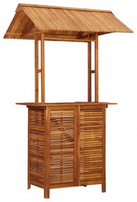 tömör akácfa kültéri bárasztal tetővel 113x106x217 cm