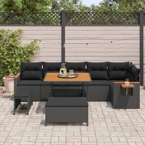 Kerti Kanapé Szett párnával 9 pcs Fekete 100 x 100 x 71 cm