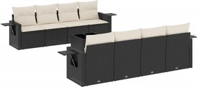 vidaXL 9 részes fekete polyrattan kerti ülőgarnitúra párnákkal