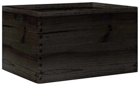 Fa doboz fogantyúkkal fekete 40x30x23 cm tömör fa fenyő