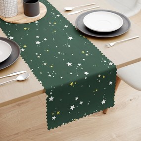 Goldea karácsonyi teflonbevonatú asztali futó - csillagok zöld alapon 20x120 cm