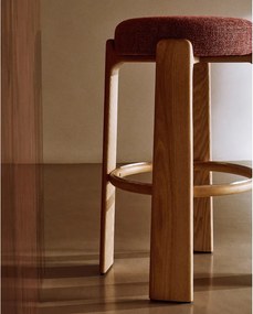 Terrakotta színű-sötét natúr színű kőrisfa bárszék (ülésmagasság 75 cm) Granite – Kave Home