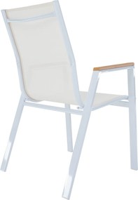 Kerti rakásolható szék, fehér acél/tölgy, BONTO