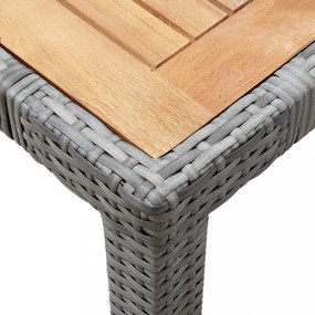 7-részes szürke polyrattan kültéri étkezőgarnitúra párnákkal