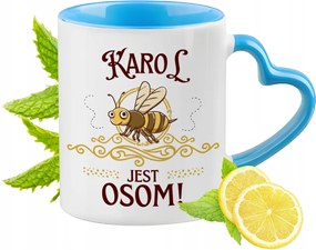 Károlynak Kék Bögre Szív Alakú Füllel Kávé Ajándék