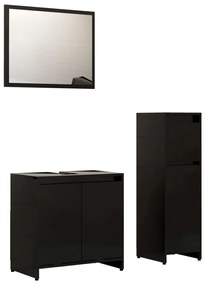 3 részes fekete forgácslap fürdőszobai bútorszett