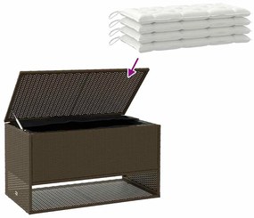 barna polyrattan kültéri párna doboz 100x55x55,5 cm
