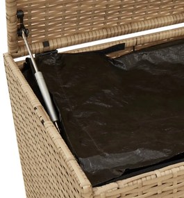 vegyes bézs polyrattan kerti tárolóláda kerekekkel 283 L