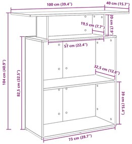 recepciós pult antik fa 100x40x104 cm szerelt fa