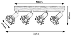 Rabalux 3140 - Spotlámpa ZEUS 4xE14/40W/230V tölgy