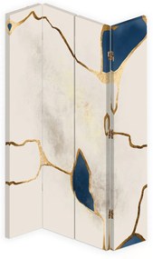 Gario Paraván Kék-arany vonalakkal Méret: 145 x 170 cm, Kivitelezés: Forgó paraván 360°