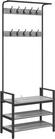 vidaXL Kabáthorog polcokkal Szürke Sonoma 75 x 34 x 184 cm Faanyag
