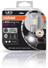 LED lámpa , égő , autó izzó , fényszóró , 2 db-os csomag , H7/H18 , 16 Watt , hideg fehér , Plug&amp;Play , OSRAM LEDriving HL Easy