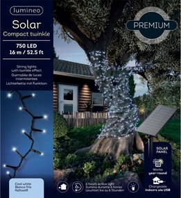 Kültéri napelemes karácsonyfa lámpa 750 Led kerti hideg fehér 16m