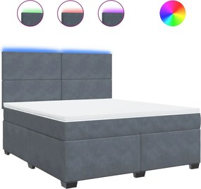 vidaXL sötétszürke bársony rugós ágy matraccal 180x200 cm