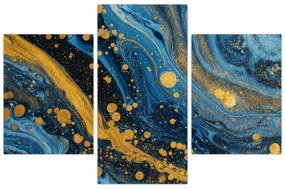 Kép - Kék absztrakció arannyal (90x60 cm)